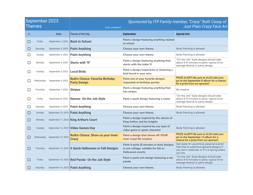 May 2023 Theme List page 1