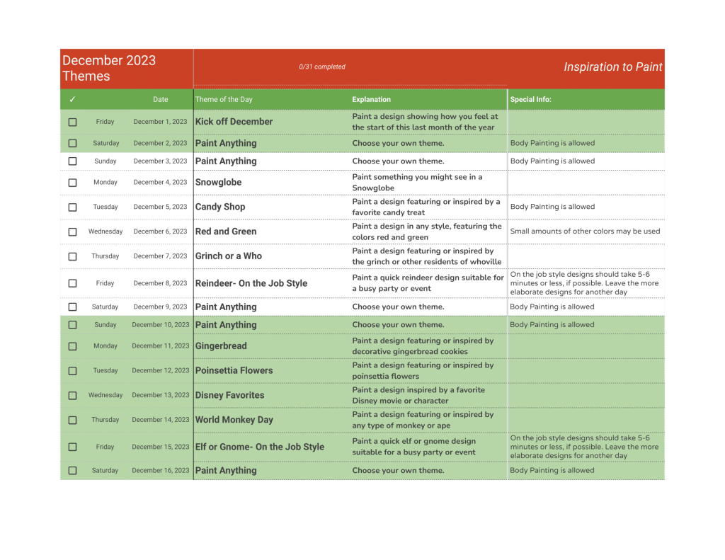 May 2023 Theme List page 1