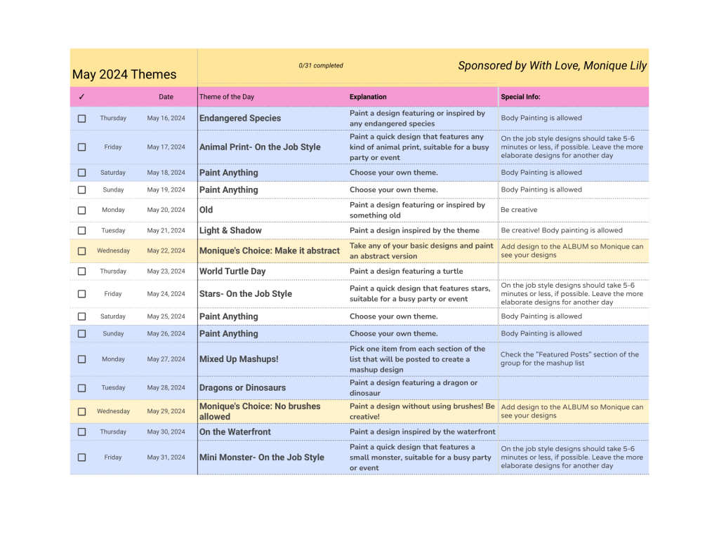 May 2023 Theme List Page 2