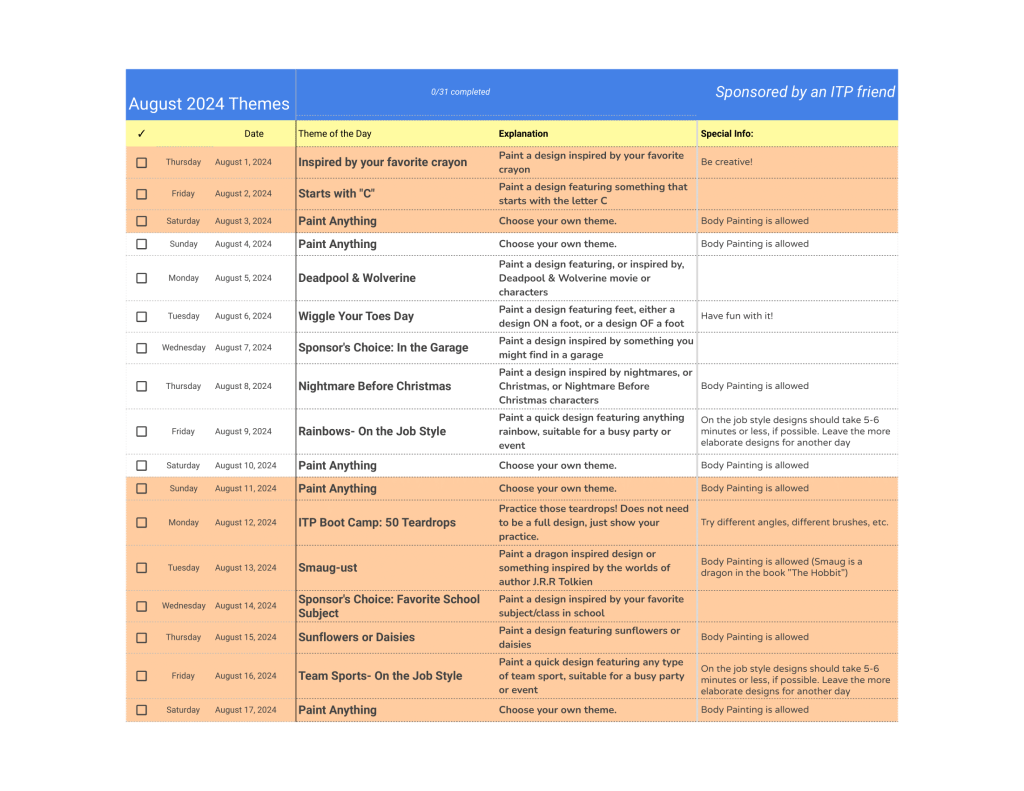 May 2023 Theme List page 1