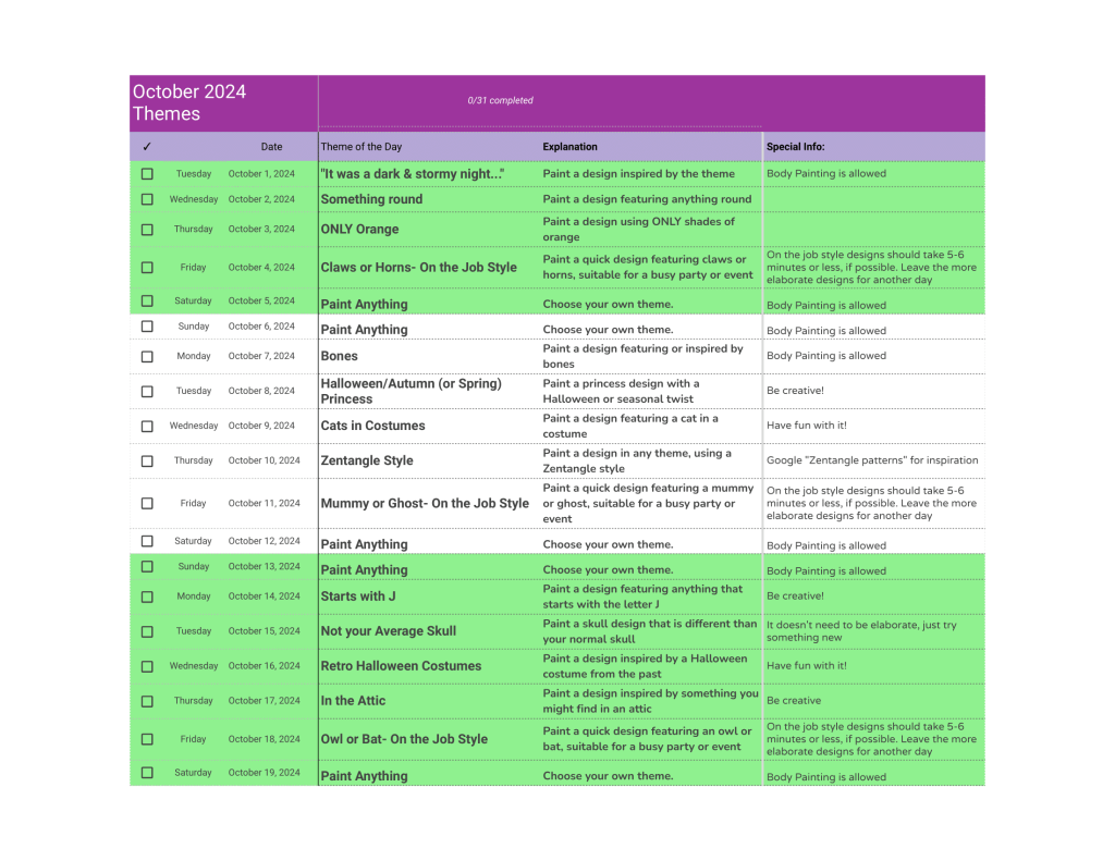 May 2023 Theme List page 1