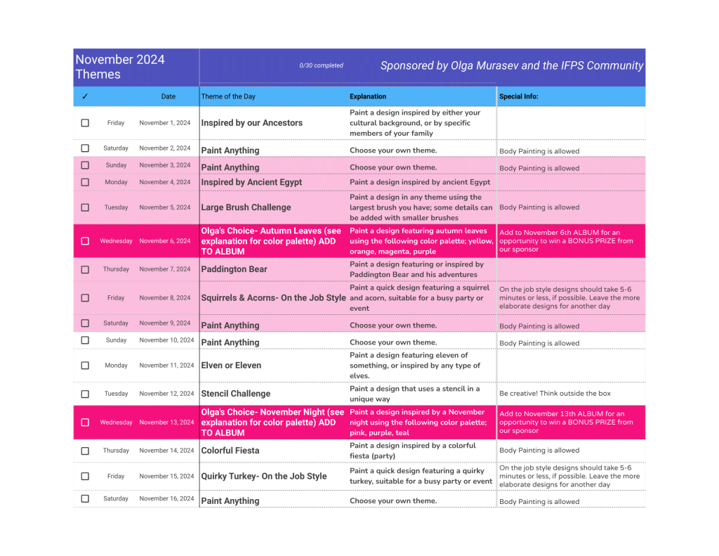 May 2023 Theme List page 1